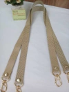 Alça para bolsa couro legítimo c/ mosquetão dourado CORES 62x2cm 1 par