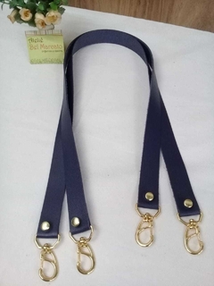 Alça para bolsa couro legítimo c/ mosquetão dourado CORES 62x2cm 1 par na internet