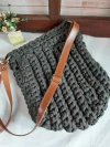 Bolsa de crochê transversal verde exército alça caramelo Ref 76b - comprar online
