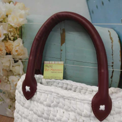 Bolsa de crochê off White e alça elos couro legítimo Ref 98 na internet