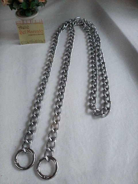 Alça corrente níquel com argola articulada 120 cm