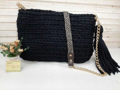 Alça corrente detalhe trabalhado preto com off white 115 cm na internet