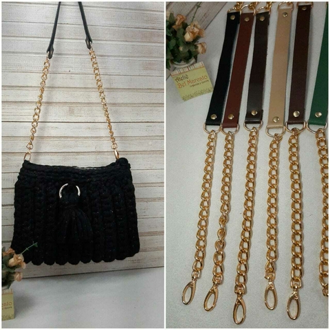 Alça para bolsa de couro legitimo com corrente CORES 66 cm