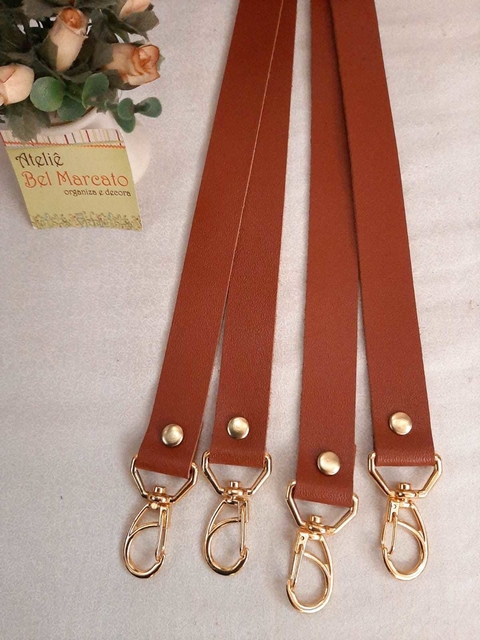 Alça para bolsa de crochê couro legítimo 60x2 cm largura