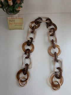 Alça elos resina 50cm tons terrosos argola articulada - Ateliê Bel Marcato