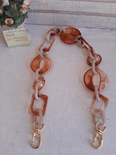 Alça elos resina cor telha e rosê modelo Grécia 55cm com argola articulada - comprar online