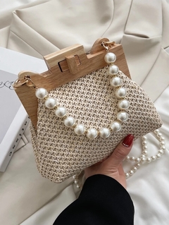 Alça para bolsa com pérolas off white 40 cm - comprar online