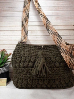 Alça para bolsa de crochê trançada CORES 125 x 3,5 cm largura
