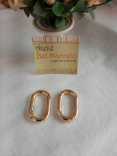 Argola articulada oval, argola mosquetão 3 tamanhos cor dourada 4 peças - Ateliê Bel Marcato