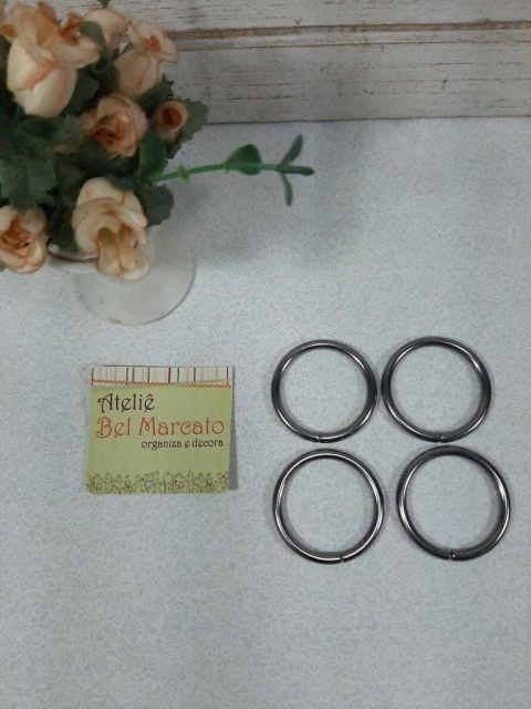 Argola para bolsa grafite 3 cm diâmetro pacote com 4 peças