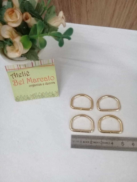 Meia argola para bolsa de crochê 2cm dourada pacote c/ 4 peças