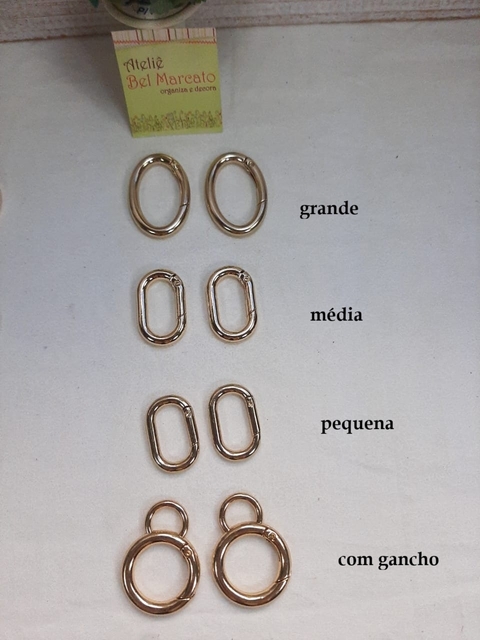 Argola articulada oval, argola mosquetão 3 tamanhos cor dourada 4 peças - comprar online
