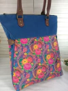 Bolsa de ombro bolsa de tecido com alça de couro legítimo