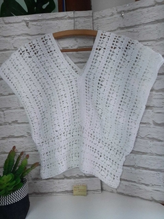Blusa de Crochê Ponto Pipoca Decote V Acinturada tam P na internet