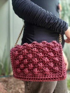 Bolsa de festa cluth de crochê marsala você escolhe sua alça ref203 - comprar online