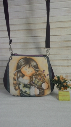Bolsa infantil bolsa de tecido e alça transversal com regulagem