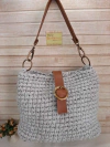 Bolsa de crochê média cinza mesclado espaçosa Ref 100