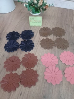 Flor de couro legítimo margarida CORES pacote com 4 peças