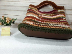 Fundo para bolsa crochê ou fundo para cesto fio malha couro eco 28x8 cm - comprar online
