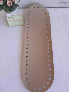 Fundo para bolsa crochê ou fundo para cesto fio malha couro eco 28x8 cm