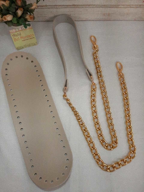 Kit bolsa de crochê 1fundo oval 28 x 8 cm+1alça 120 cm