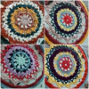 Mandala colorida de crochê fio de malha 64 cm de diâmetro.