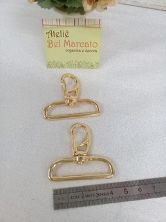 Mosquetão para bolsa dourado reforçado 4 cm pacote com 1 par