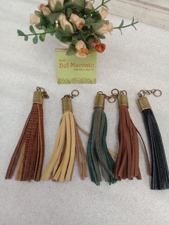 tassel de couro legítimo CORES com correntinha 10 cm