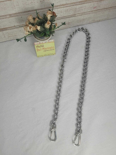 ALÇA DE CORRENTE NÍQUEL COM MOSQUETÕES 50 CM