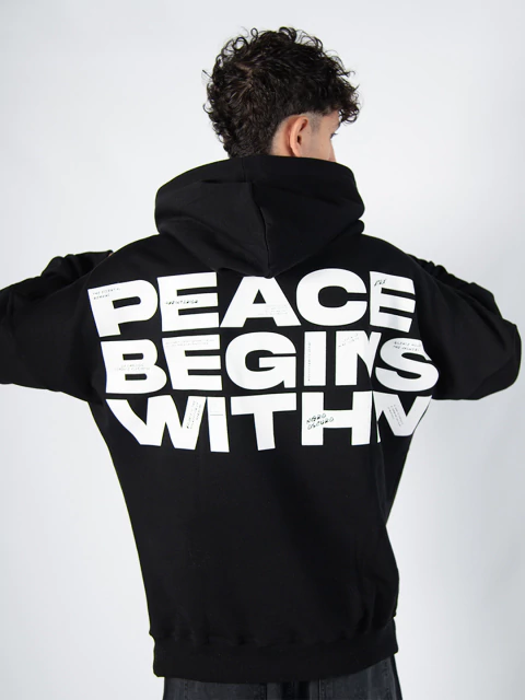Canguro Oversize Peace - Negro Oscuro 