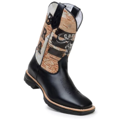 Bota Texana Masculina Boi Carrero Couro Jump - Django Boots - Botas Texanas Country em Couro, Adulta, Infantil, Masculina e Feminina