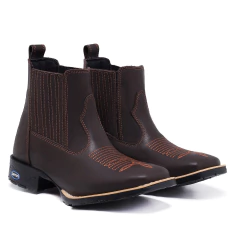 Botina Masculina Cano Curto Bordado Café na internet