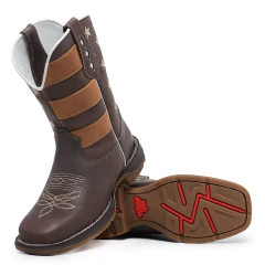 Bota Texana Masculina Sola Jump Bico Quadrado Country - Django Boots - Botas Texanas Country em Couro, Adulta, Infantil, Masculina e Feminina