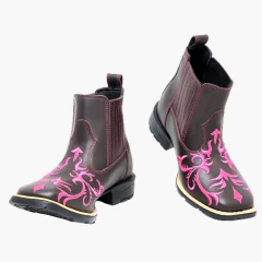 Bota Botina Feminina Tribal Rosa Couro Legitimo - loja online