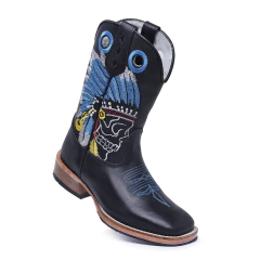 Bota Texana Masculina Indio Caveira Sola de Couro - Django Boots - Botas Texanas Country em Couro, Adulta, Infantil, Masculina e Feminina