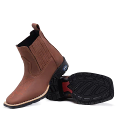 Botina Masculina Cano Curto Bota Country - Django Boots - Botas Texanas Country em Couro, Adulta, Infantil, Masculina e Feminina