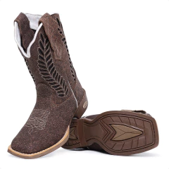 Bota Texana Feminina Laser Couro Legitimo - Django Boots - Botas Texanas Country em Couro, Adulta, Infantil, Masculina e Feminina