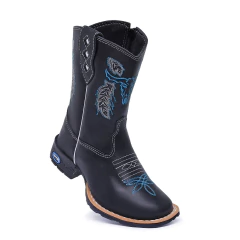 Bota Texana Infantil Boi Flores Azul Couro Legitimo - loja online