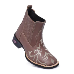 Bota Botina Feminina Tribal Bege Couro Legitimo - loja online