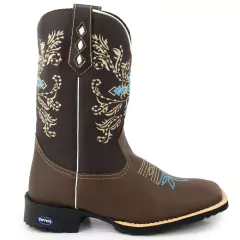 Bota Texana Em Couro Bordada Cruz Azul + Cinto + Carteira - Django Boots - Botas Texanas Country em Couro, Adulta, Infantil, Masculina e Feminina
