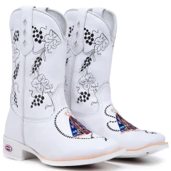 Bota Feminina Texana Branca Nossa Senhora Couro Legitimo na internet