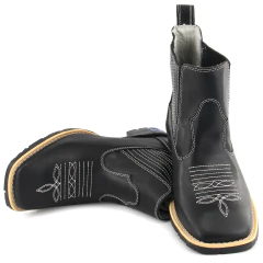 Botina Masculina Cano Curto Bordado Preta - loja online