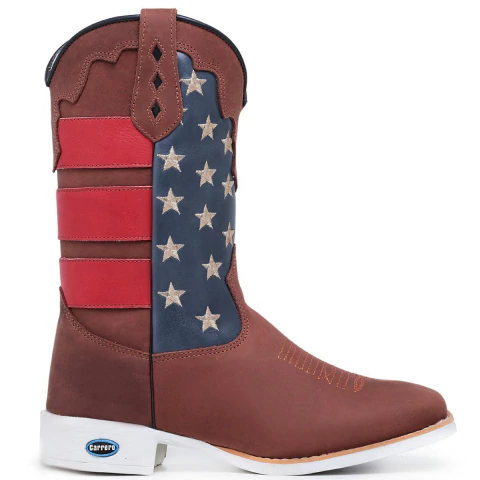 Bota Texana Masculina Estrela Sola Branca Couro - comprar online