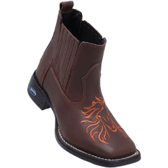 Bota Botina Feminina Bordado Cavalo Laranja - loja online