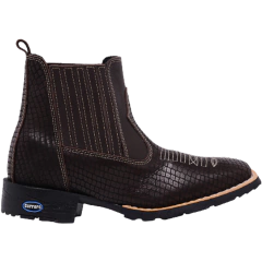 Botina Masculina Cano Curto Bordado Café - comprar online