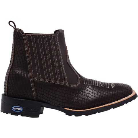 Botina Masculina Cano Curto Bordado Café - comprar online