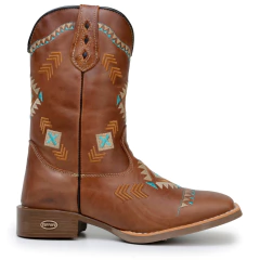 Bota Texana Feminina Couro Legitimo Sola Café - loja online