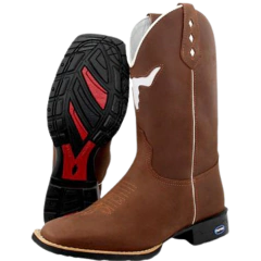 Bota Texana Em Couro Bordada + Chapéu de Couro Legítimo na internet