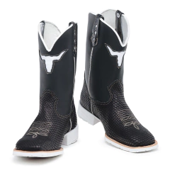 Bota Texana Em Couro Cano Longo Montaria Sola Branca - Django Boots - Botas Texanas Country em Couro, Adulta, Infantil, Masculina e Feminina