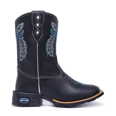 Bota Texana Infantil Boi Flores Azul Couro Legitimo - comprar online
